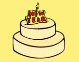 Coloring page New year cake painted byAnia