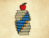 Books and apple