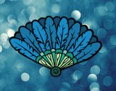 Coloring page Feather hand fan painted byki05leo