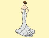 Coloring page Wedding dress with tail painted byAnia