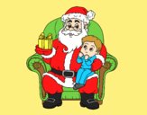 Coloring page Santa Claus and child at Christmas painted byAnia