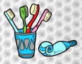 Coloring page Toothbrushes and toothpaste painted byAnia