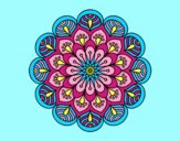 Coloring page Mandala flower and sheets painted byAnia