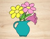 Coloring page Vase with daisies painted byAnia