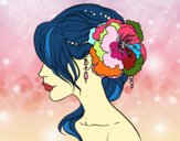 Coloring page Flower wedding hairstyle painted byalexadra