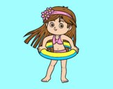 Coloring page Girl with float painted byAnia