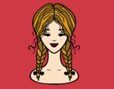 Coloring page hairstyle: two braids  painted bysamg