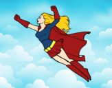 Coloring page Super girl flying painted bysamg