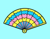 Coloring page A handheld fan painted byAnia