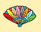 Coloring page Feather hand fan painted byAnia