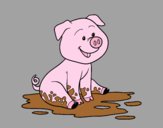 Coloring page Pig in mud painted byAnia