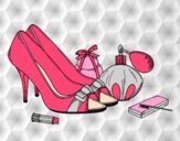 Coloring page Shoes and makeup painted byAnia