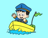 Coloring page Boat and captain painted byAnia
