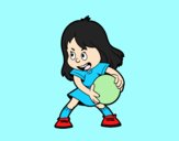 Coloring page Girl with a ball painted byAnia