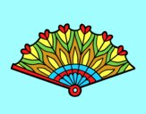 Coloring page Heart hand fan painted byAnia