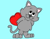 Coloring page Kitten in love painted byAnia