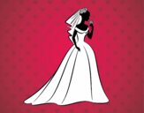 Coloring page Wedding dress and veil  painted byAnia