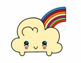 Coloring page  Cloud with Rainbow Kawaii painted byKhaos006