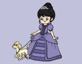 Coloring page Princess with puppy painted byAnia