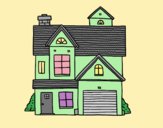 Coloring page American family house painted byAnia