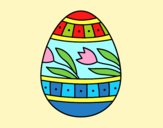 Coloring page Easter egg with tulips painted byAnia