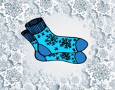 Coloring page Winter socks painted byAnia