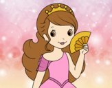 Coloring page Princess and Hand fan painted byAnia