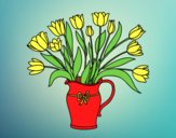 Coloring page Vase of tulips painted byAnia