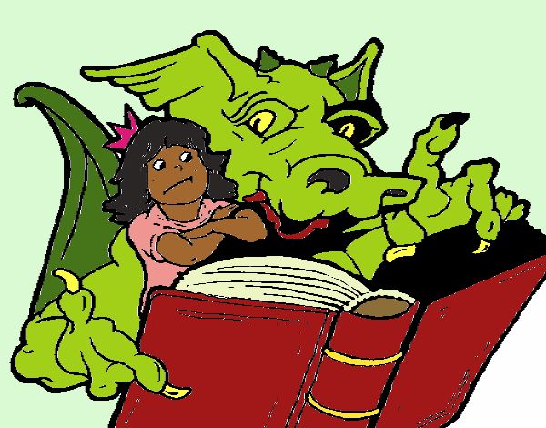 Dragon, girl and book