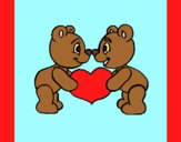 Coloring page Bears in love painted byAnia