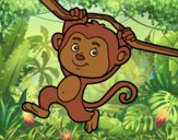 Coloring page Monkey hanging from a branch painted byAnia