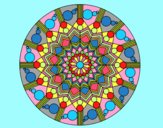 Coloring page Mandala flower with circles painted byAnia