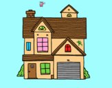 Coloring page American family house painted bylorna