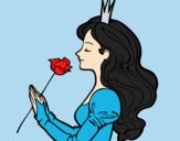 Coloring page Princess and rose painted bylorna