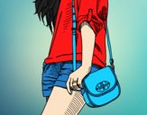 Coloring page Girl with handbag painted bylorna
