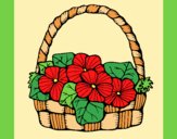 Coloring page Basket of flowers 6 painted bylorna