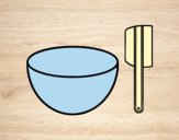 Coloring page Bowl and spatula for cakes painted bylorna