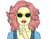 Coloring page Girl with sunglasses painted bydiamon