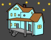 Coloring page House with porch painted bylorna