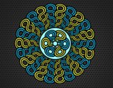 Coloring page Mandala braided painted bylorna