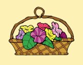 Coloring page Basket of flowers 5 painted bylorna