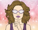 Coloring page Girl with sunglasses painted bylorna