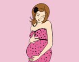 Coloring page Happy pregnant woman painted bylorna