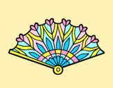 Coloring page Heart hand fan painted bylorna