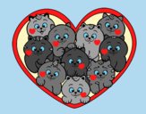 Coloring page Heart of kittens painted bylorna
