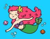 Coloring page A Happy Mermaid painted bySant