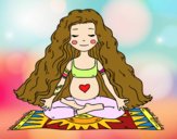 Coloring page Pregnant practicing yoga painted bybbbb