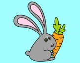 Coloring page Rabbit with carrot painted bylorna
