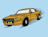 Coloring page Mustang retro style painted bylorna
