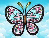 Coloring page Butterfly mandala painted bylorna
